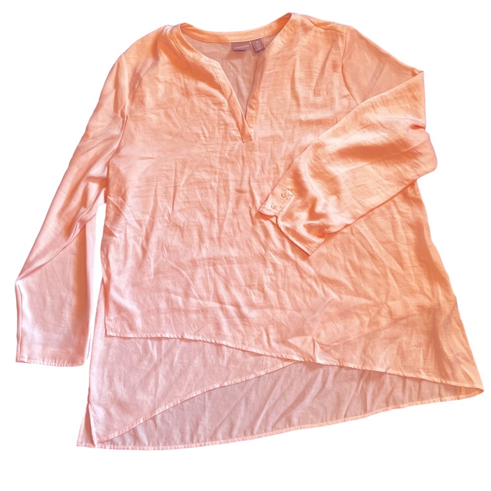 Lightweight, Flowy Chicos Size 3 Ballet Pink Long-Sleeved Tunic Top EUC